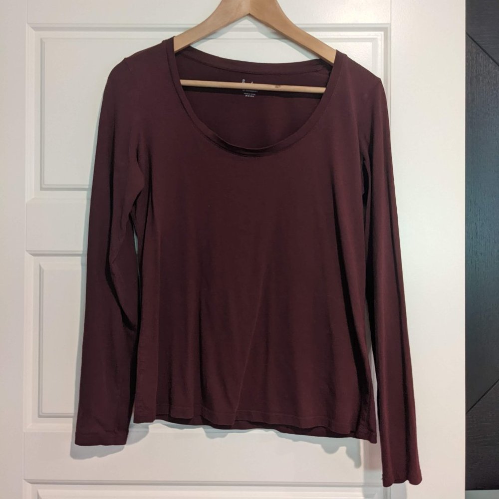 Long Sleeve Boden Scoop Neck Red Shirt M 8